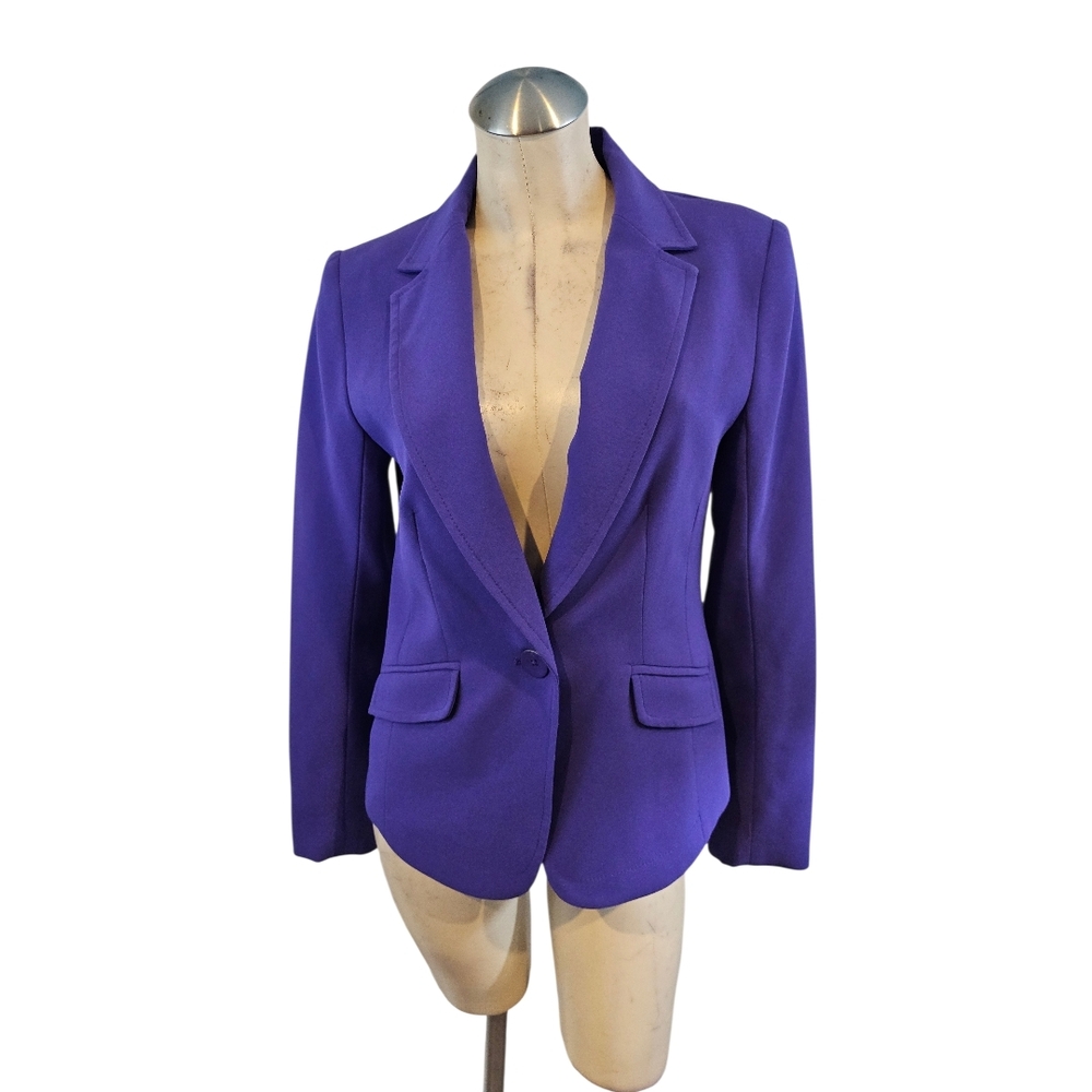 Trina Turk Size 8 Purple Blazer Single Button Closure Jacket - Picture 2 of 10